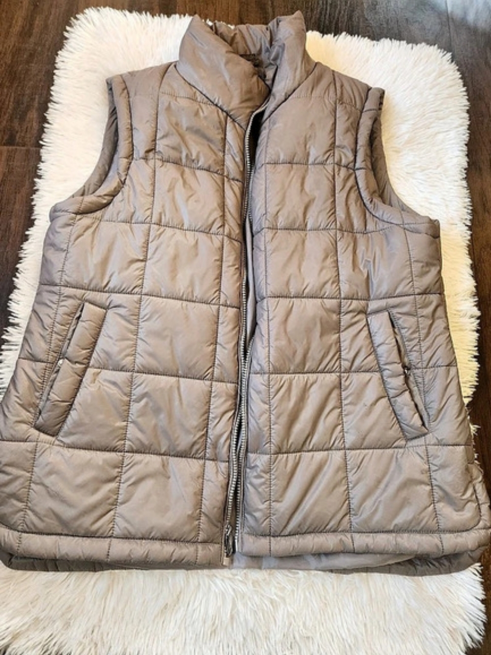 Jones New York Quilted Puffer Vest in Brown Size XL Like New